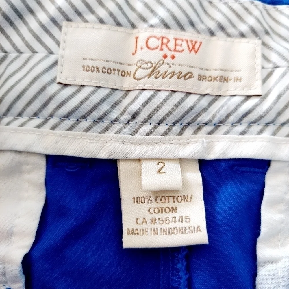 J. Crew Chino Shorts Bright Blue Sz 2 100% Cotton